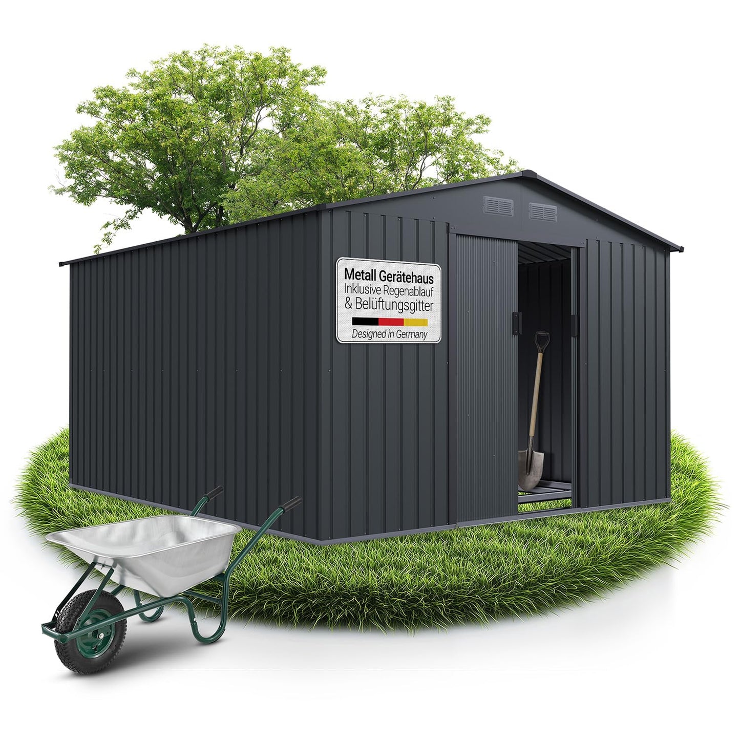 Juskys Metal Tool Shed in Anthracite and 4 Sizes Available, m