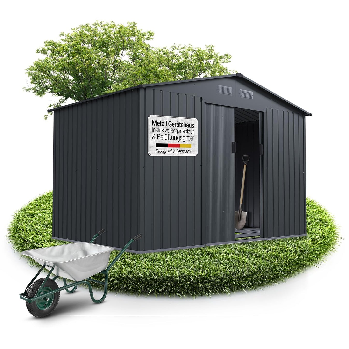 Juskys Metal Tool Shed in Anthracite and 4 Sizes Available, m