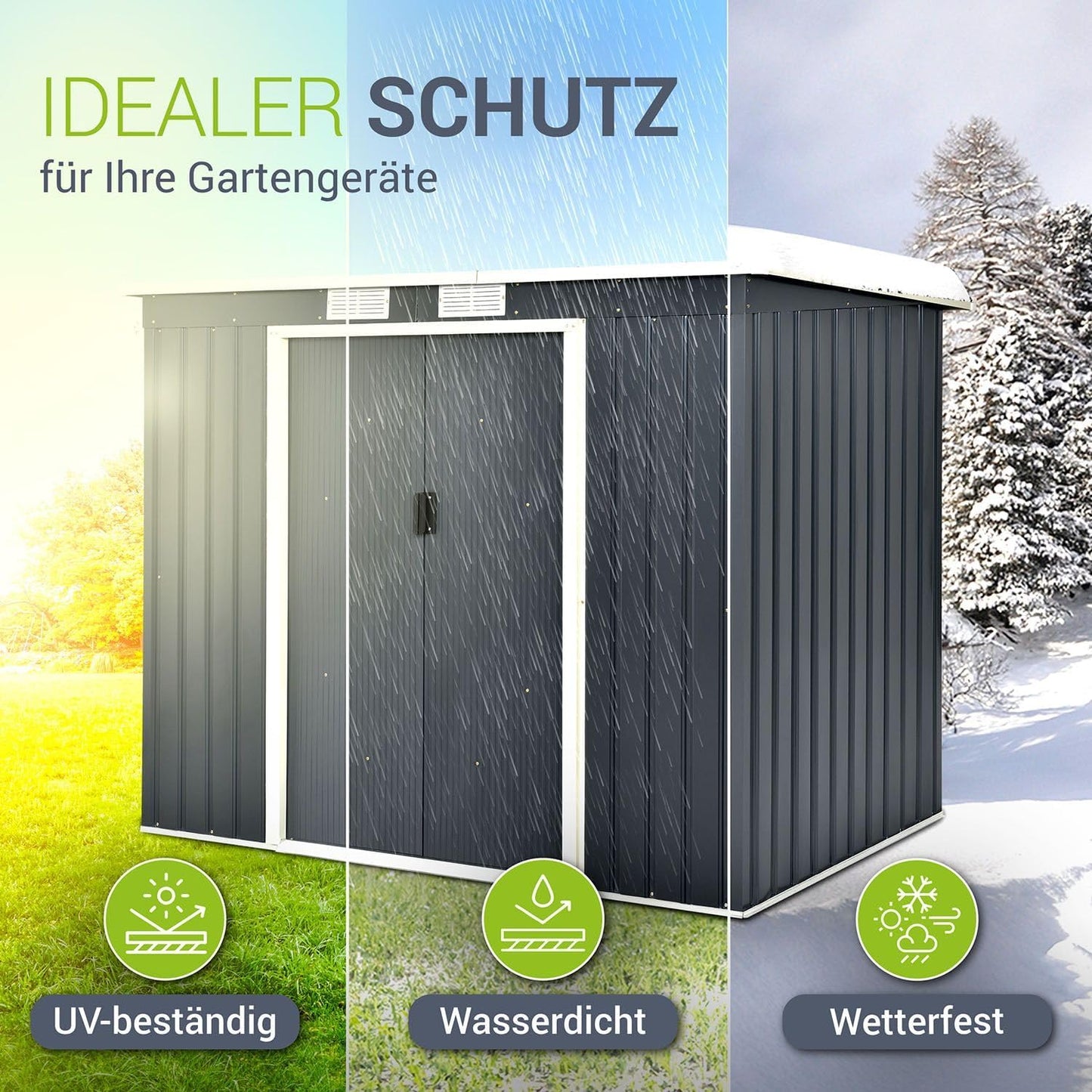 Juskys Metal Tool Shed in Anthracite and 4 Sizes Available, m