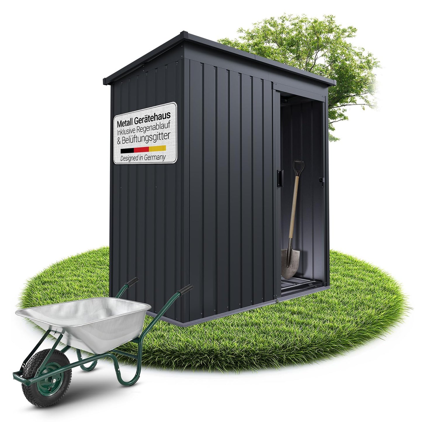 Juskys Metal Tool Shed in Anthracite and 4 Sizes Available, m