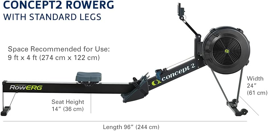 Concept2 RowErg with Standard Legs, Rowing Machine Model D, Black