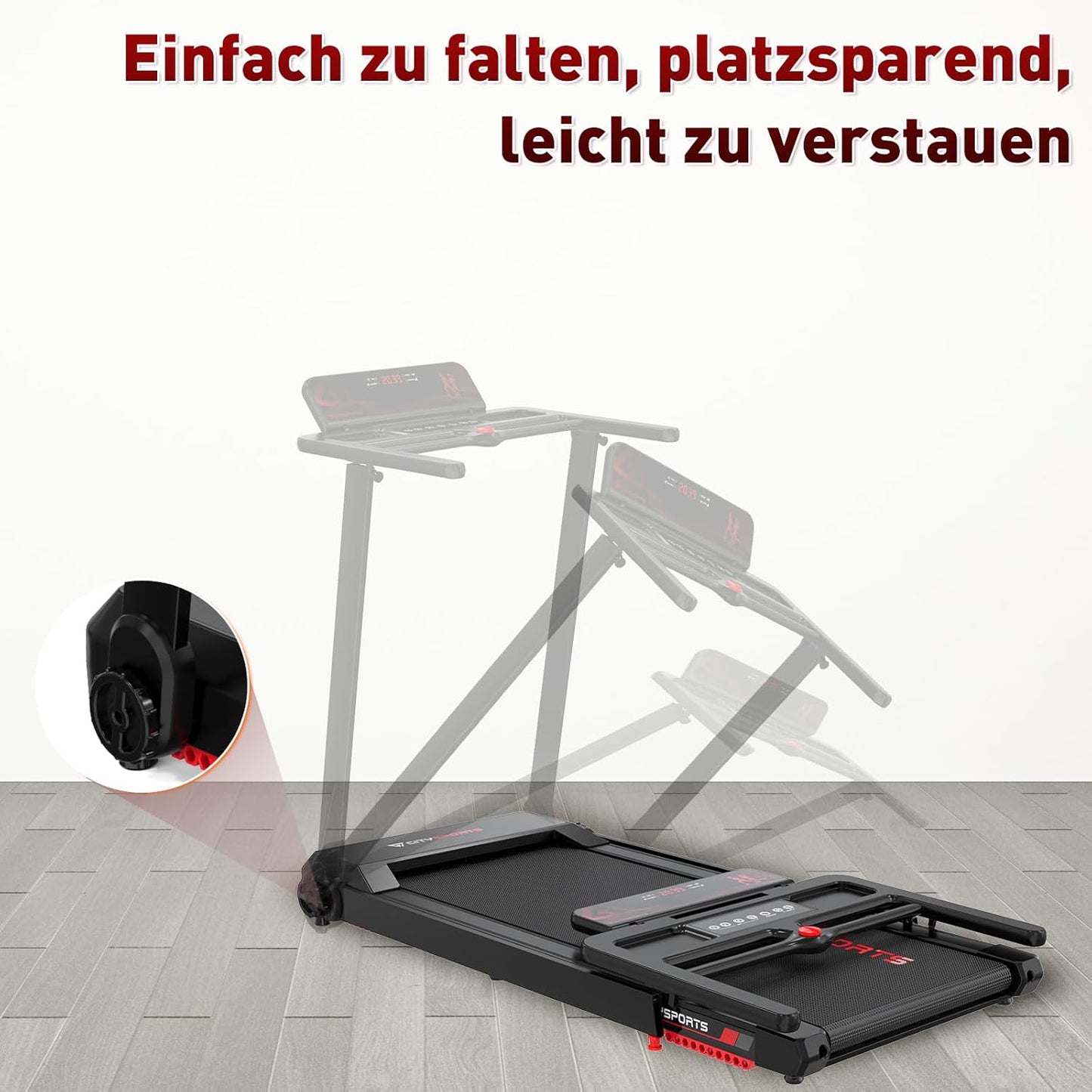 CITYSPORTS Electric Treadmill, Folding Treadmill for Home up to 12 km/h, with LED Display, App and 360° Tablet Holder, Compact Walking Pad for Home and Office