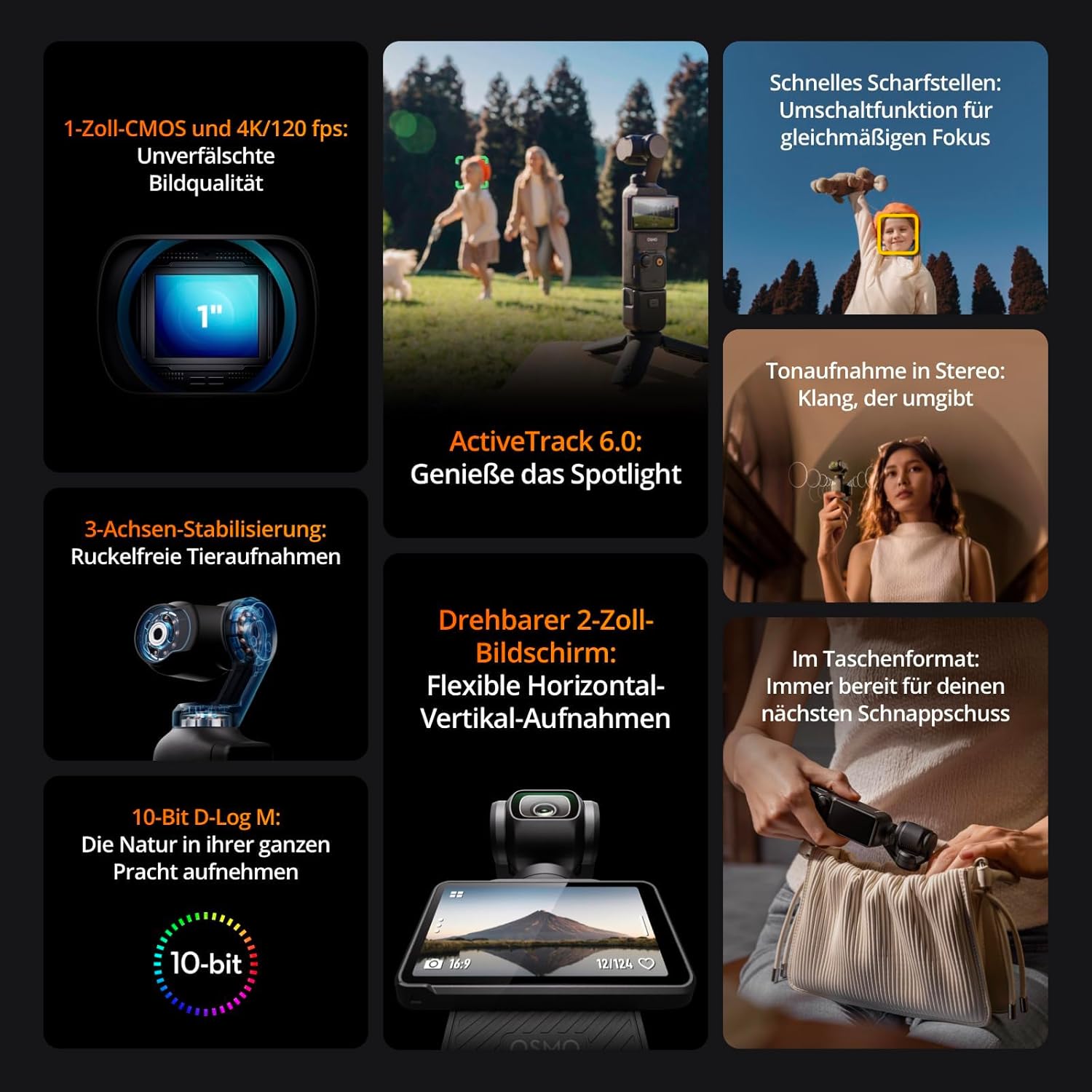 DJI Osmo Pocket 3 Creative Combo, Vlog Camera 4K with 1 Inch CMOS and 4K/120 fps Video, 3-Axis Stabilisation, Digital Camera, Fast Focusing, incl. Microphone for Clear Sound, YouTube