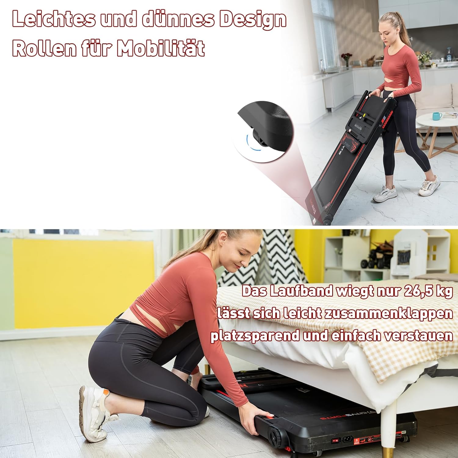 CITYSPORTS Electric Treadmill, Folding Treadmill for Home up to 12 km/h, with LED Display, App and 360° Tablet Holder, Compact Walking Pad for Home and Office