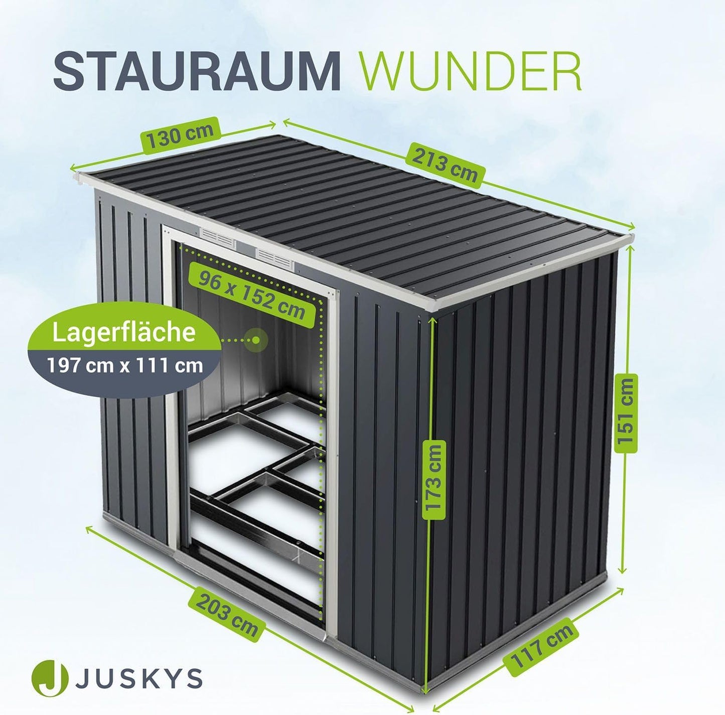 Juskys Metal Tool Shed in Anthracite and 4 Sizes Available, m