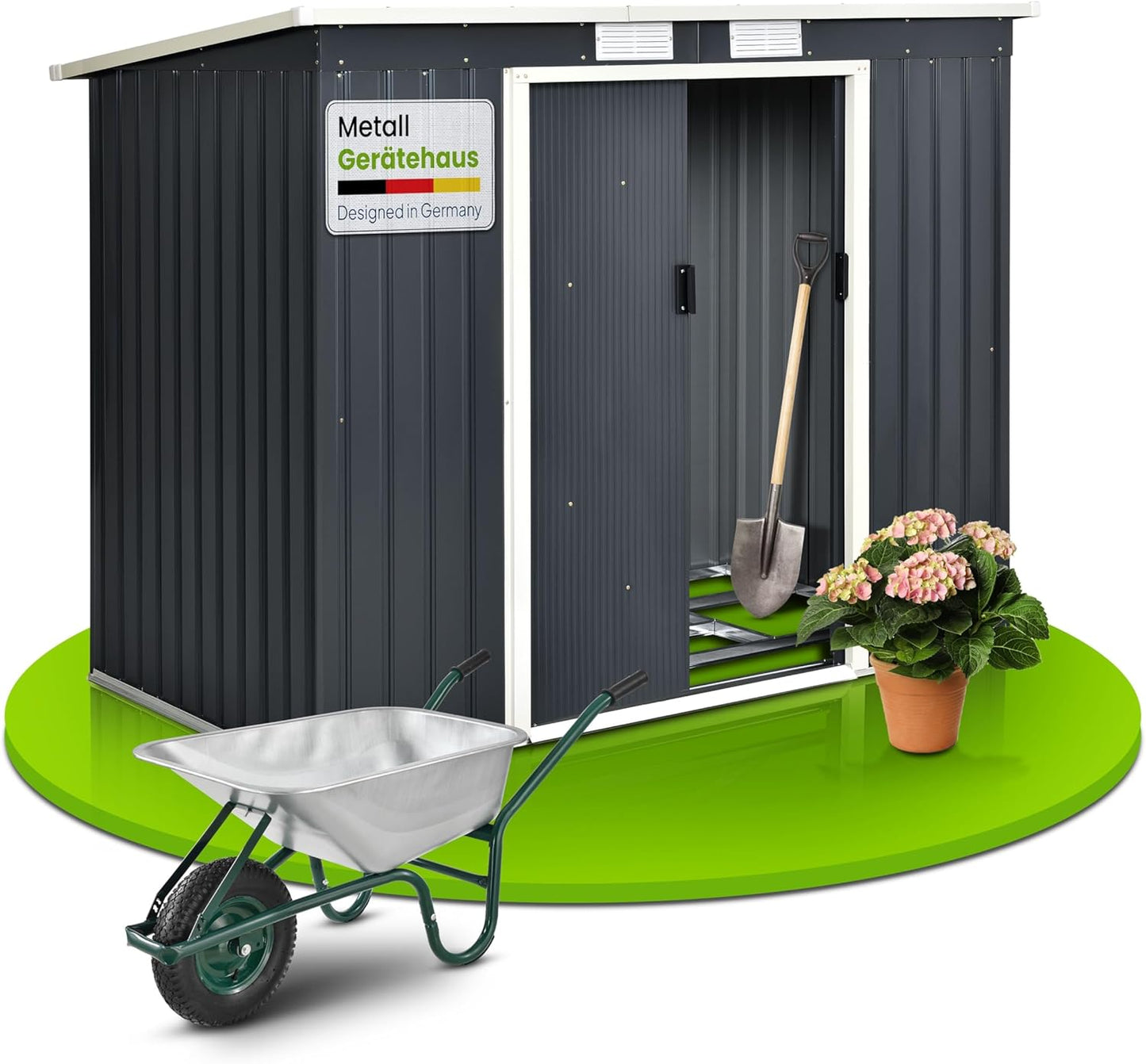 Juskys Metal Tool Shed in Anthracite and 4 Sizes Available, m