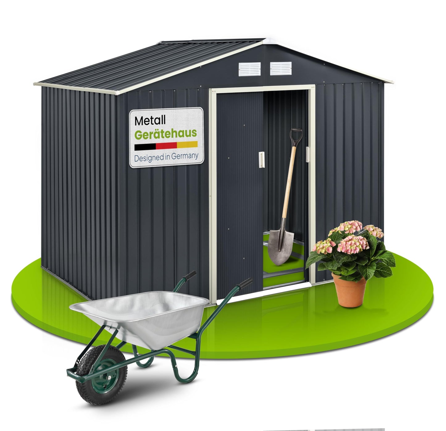 Juskys Metal Tool Shed in Anthracite and 4 Sizes Available, m