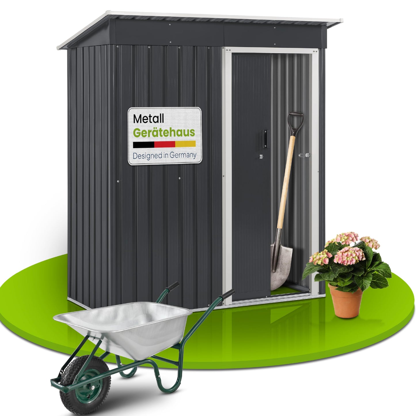 Juskys Metal Tool Shed in Anthracite and 4 Sizes Available, m
