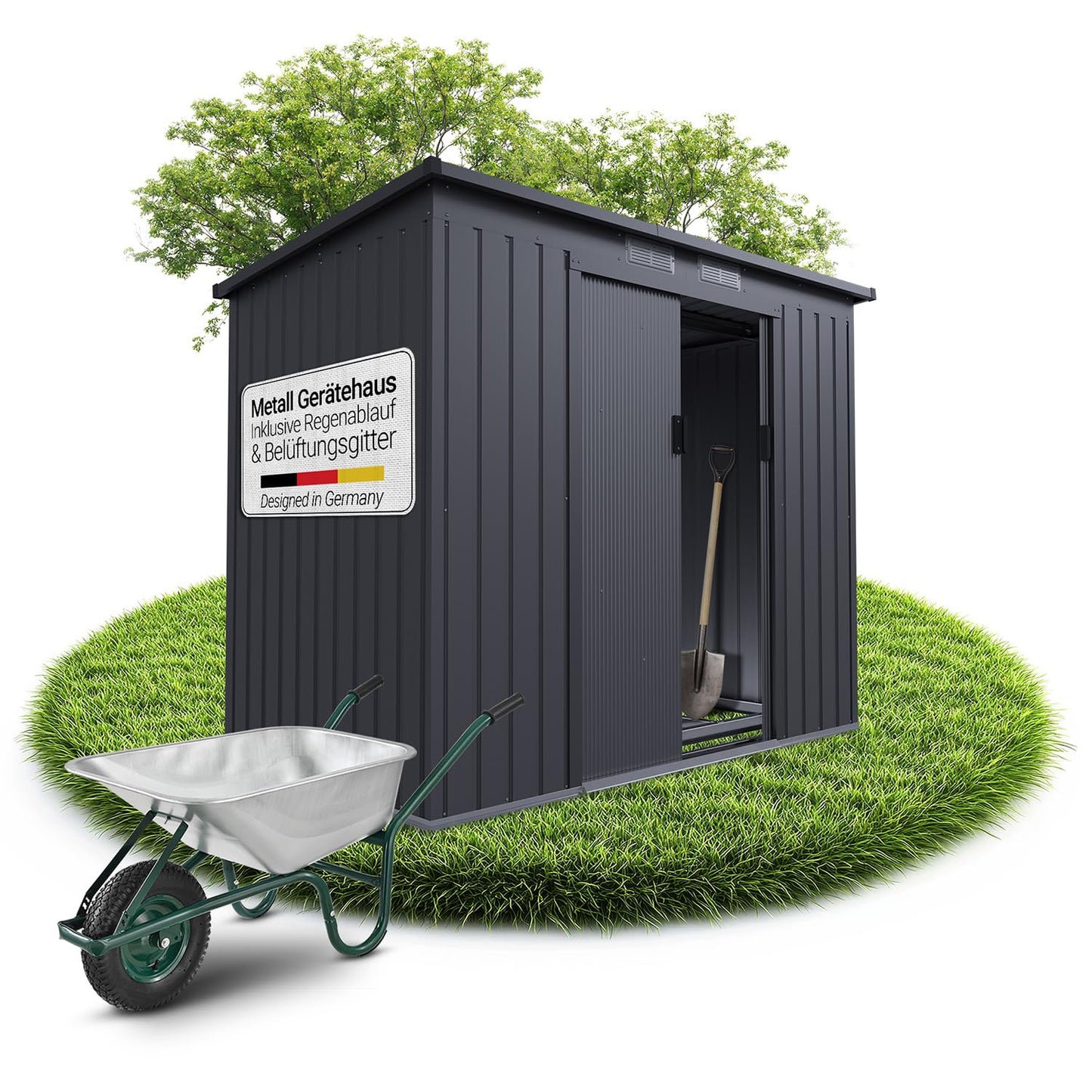 Juskys Metal Tool Shed in Anthracite and 4 Sizes Available, m